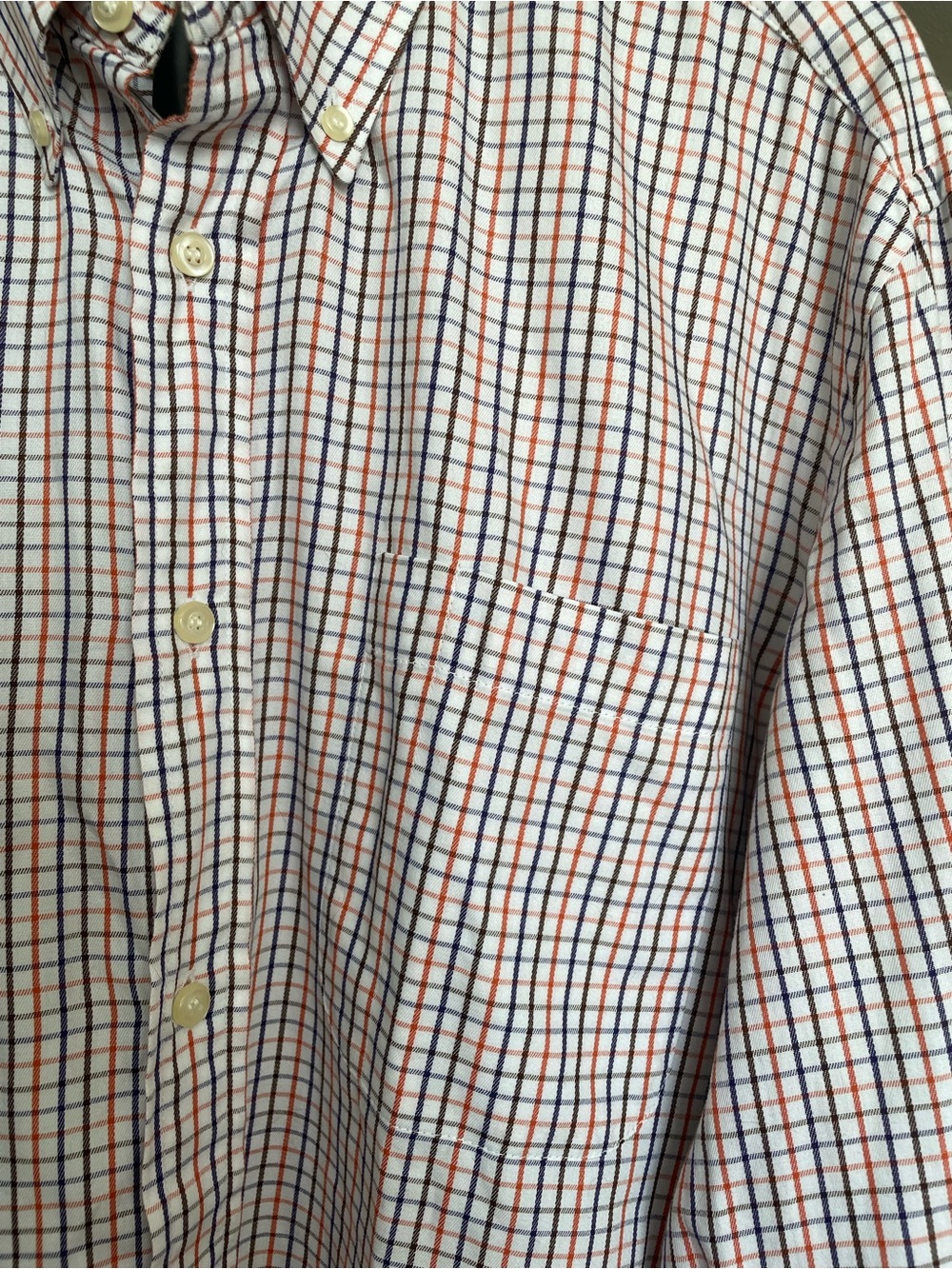 Beretta Men’s Long Sleeve Button-Down Shirt Size XL Blue/Orange/Brown Plaid - Picture 2 of 4